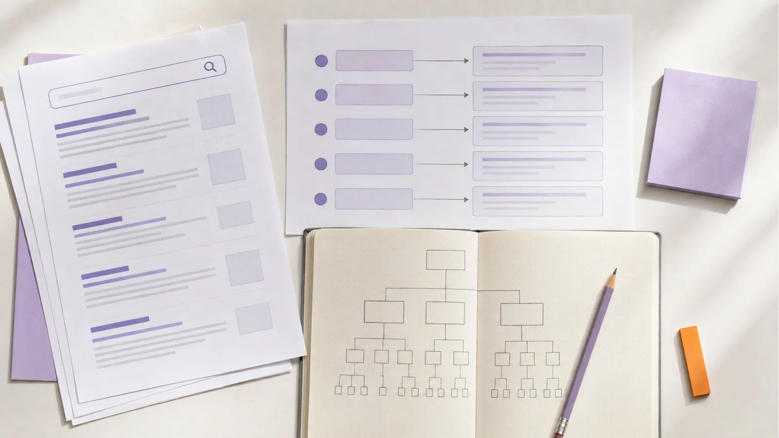 Keyword planning notes and search-page exercises for the SEO course
