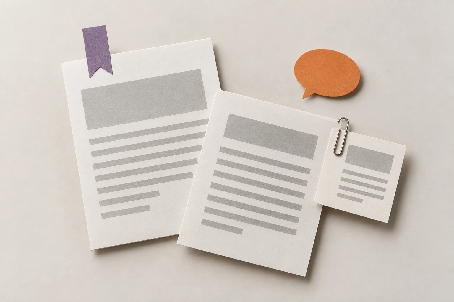 A speech bubble and clipped source pages illustrating a citation in an answer