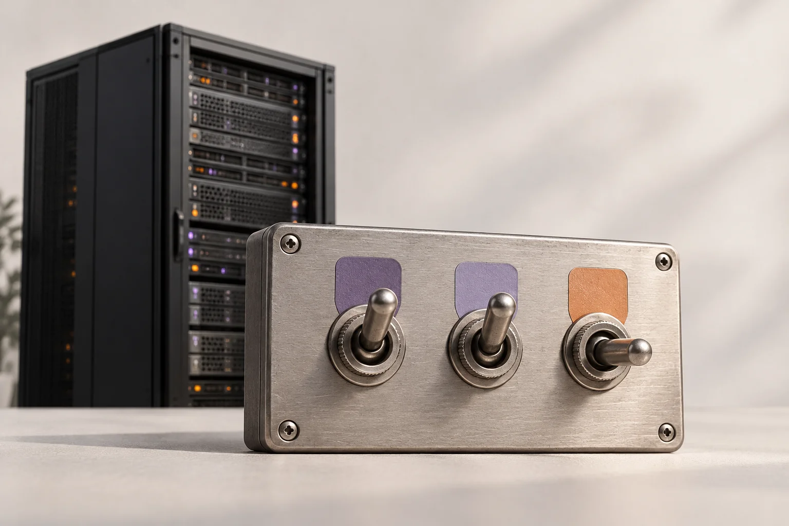 Separate switches beside a server illustrating independent crawler controls