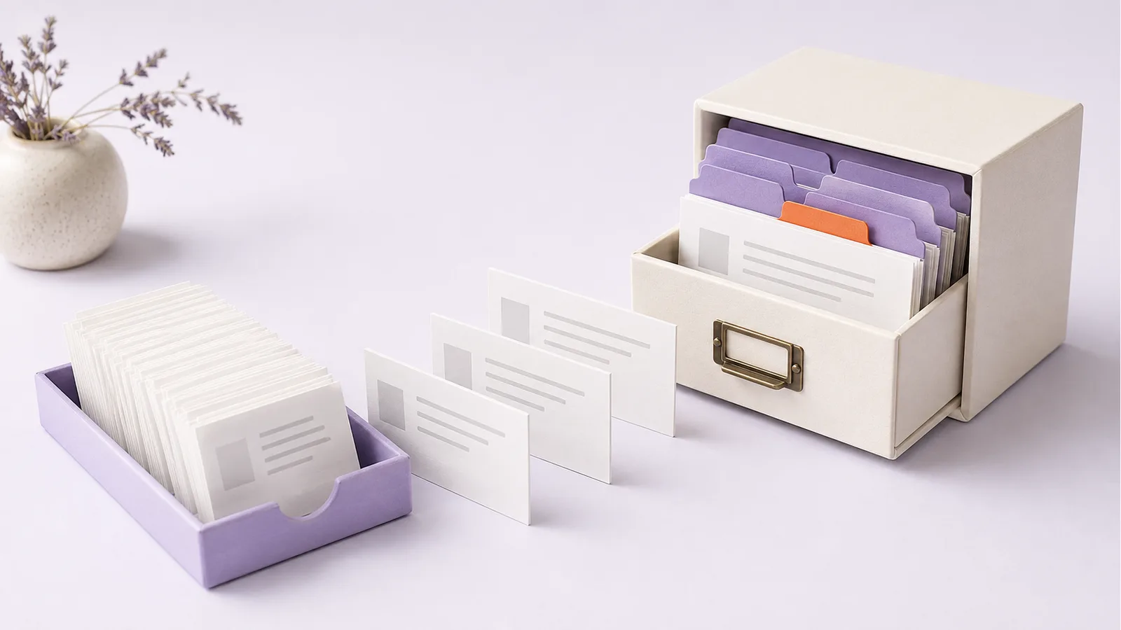 Document cards organized into a searchable index