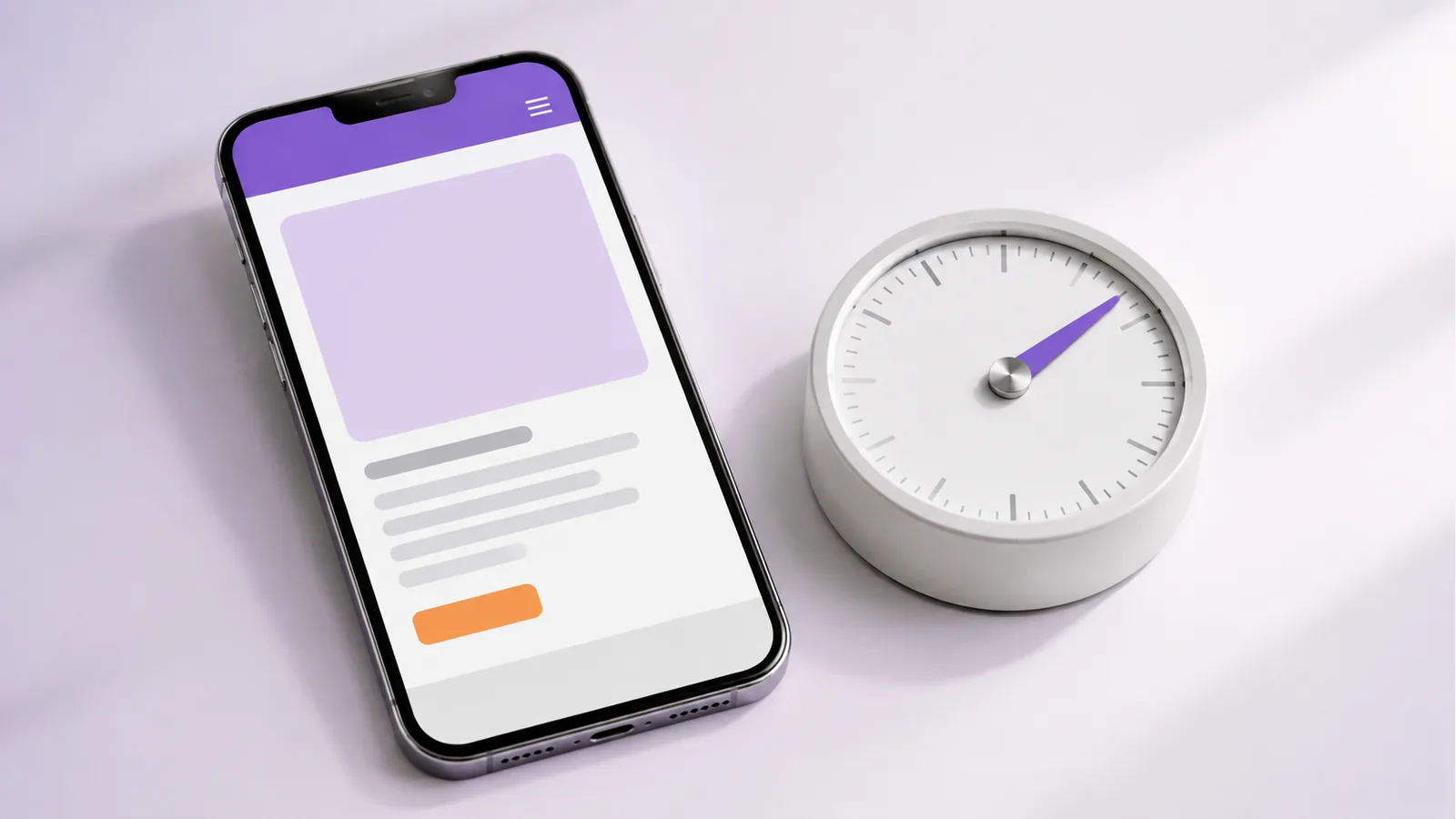Responsive mobile page beside a loading-time timer