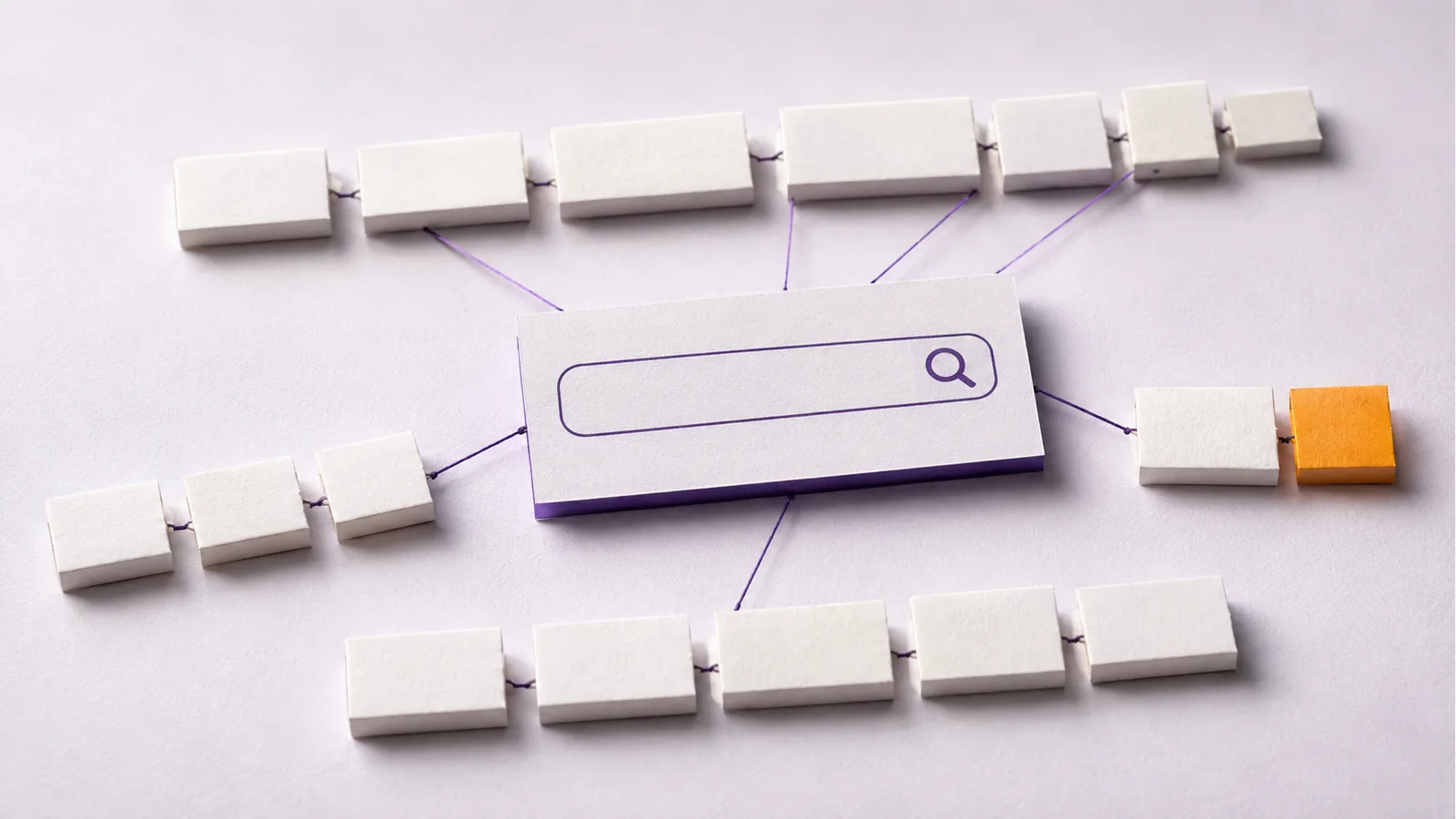 Connected language-token cards representing search meaning