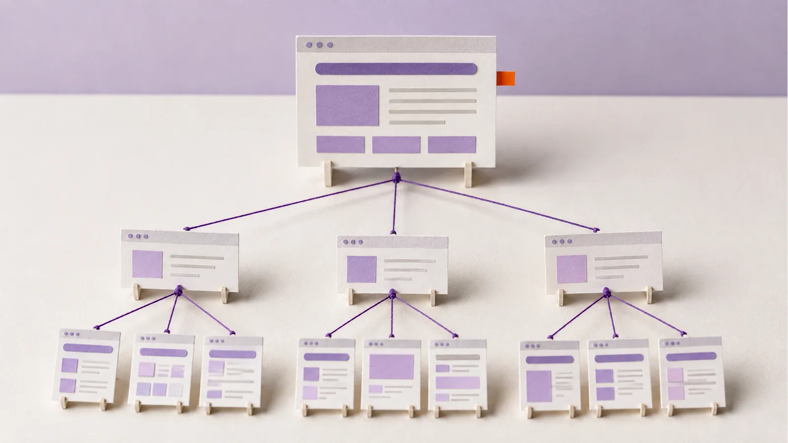 Connected page cards showing a website hierarchy