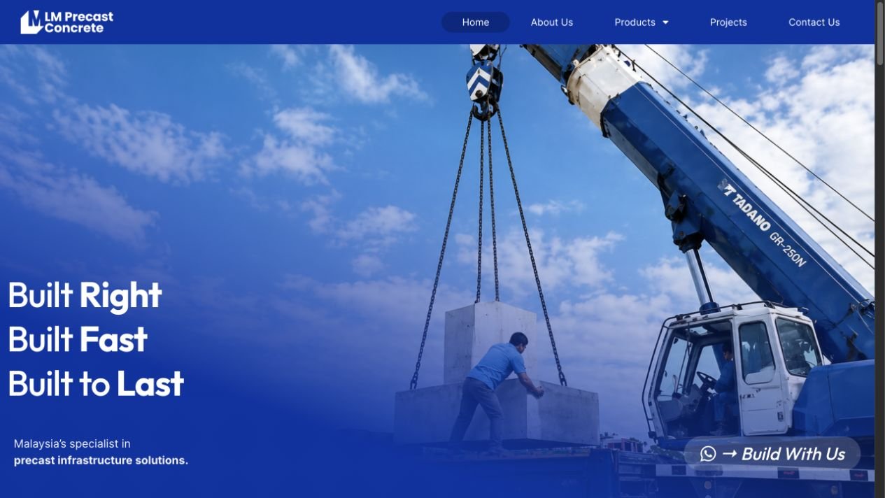 LM Precast Concrete Malaysia infrastructure solutions website homepage