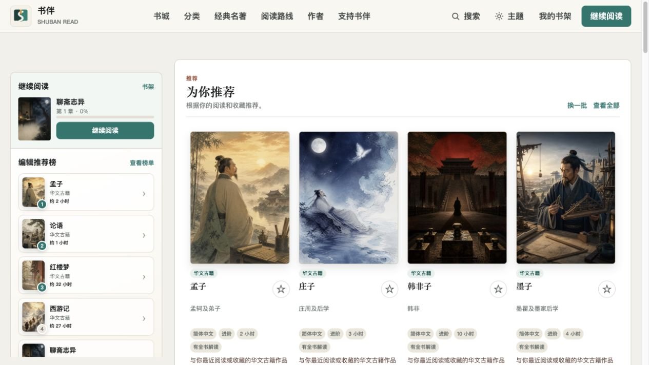 Shubanread Chinese and English digital reading platform homepage