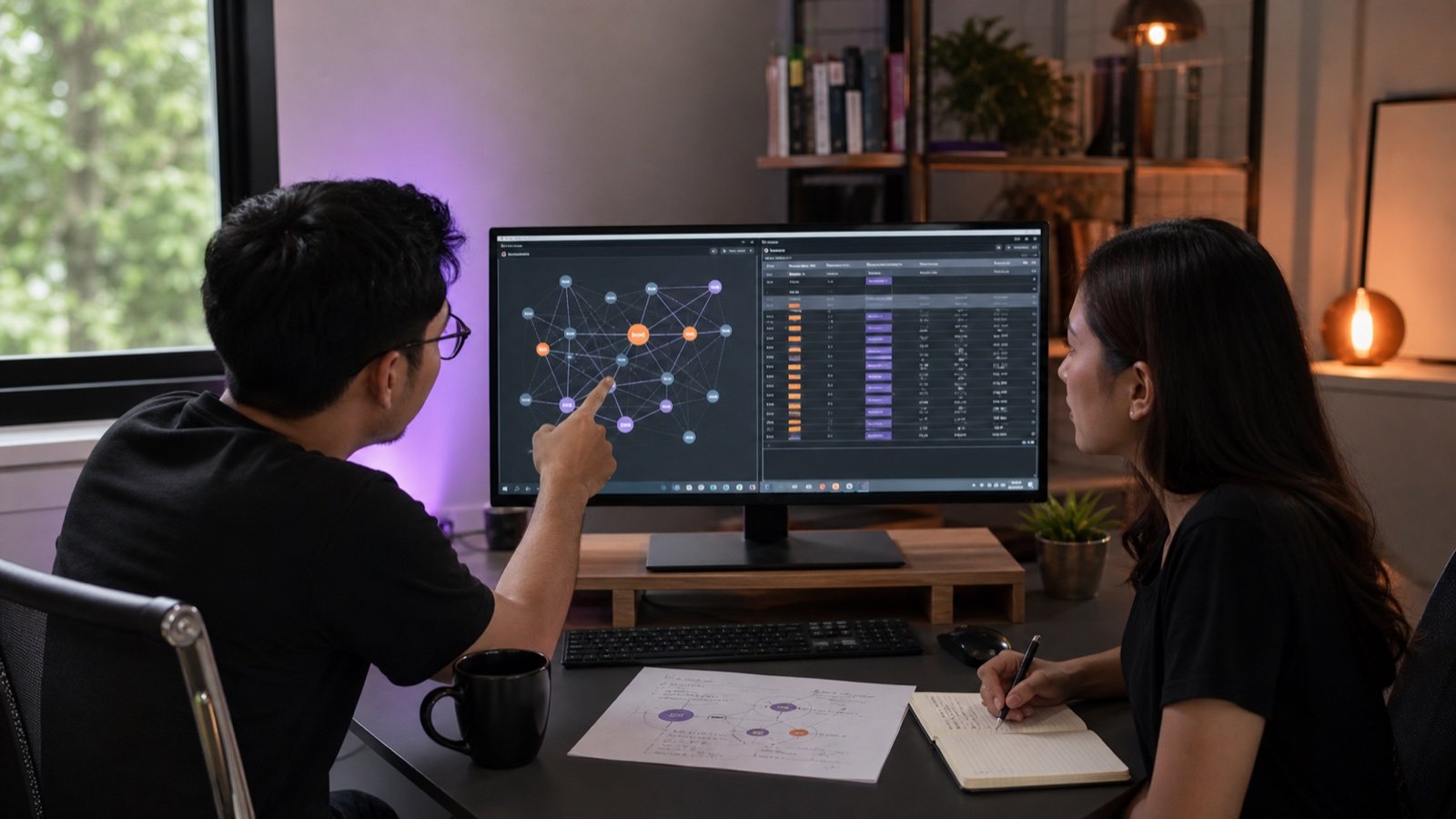 Backlink strategy team reviewing a link network